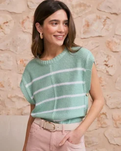 Top Rayas Verde Agua