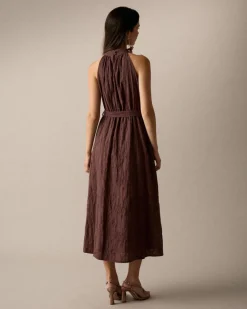 Vestido Bordado Cuello Halter