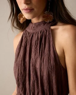 Vestido Bordado Cuello Halter