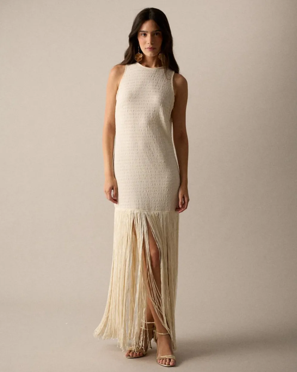 Vestido Largo Flecos Lira