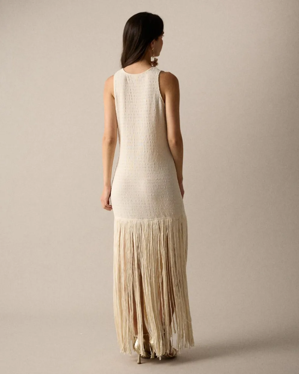 Vestido Largo Flecos Lira