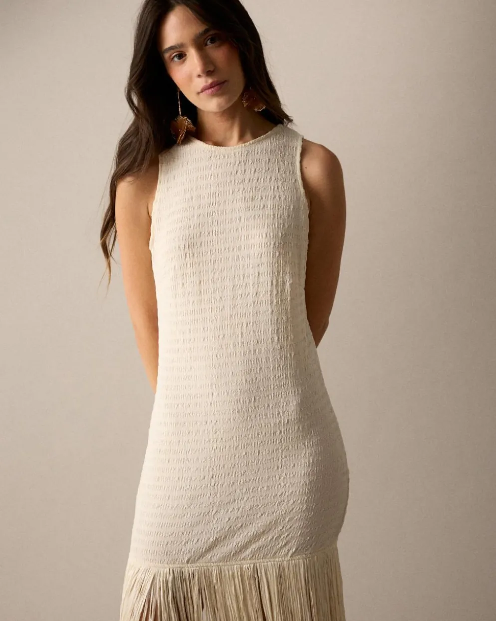 Vestido Largo Flecos Lira