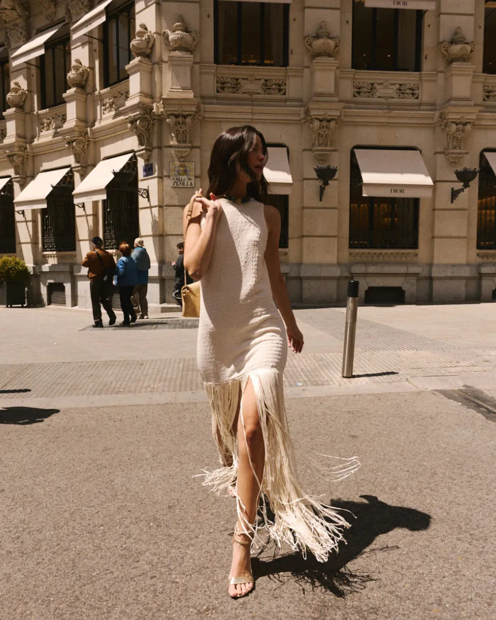 Vestido Largo Flecos Lira