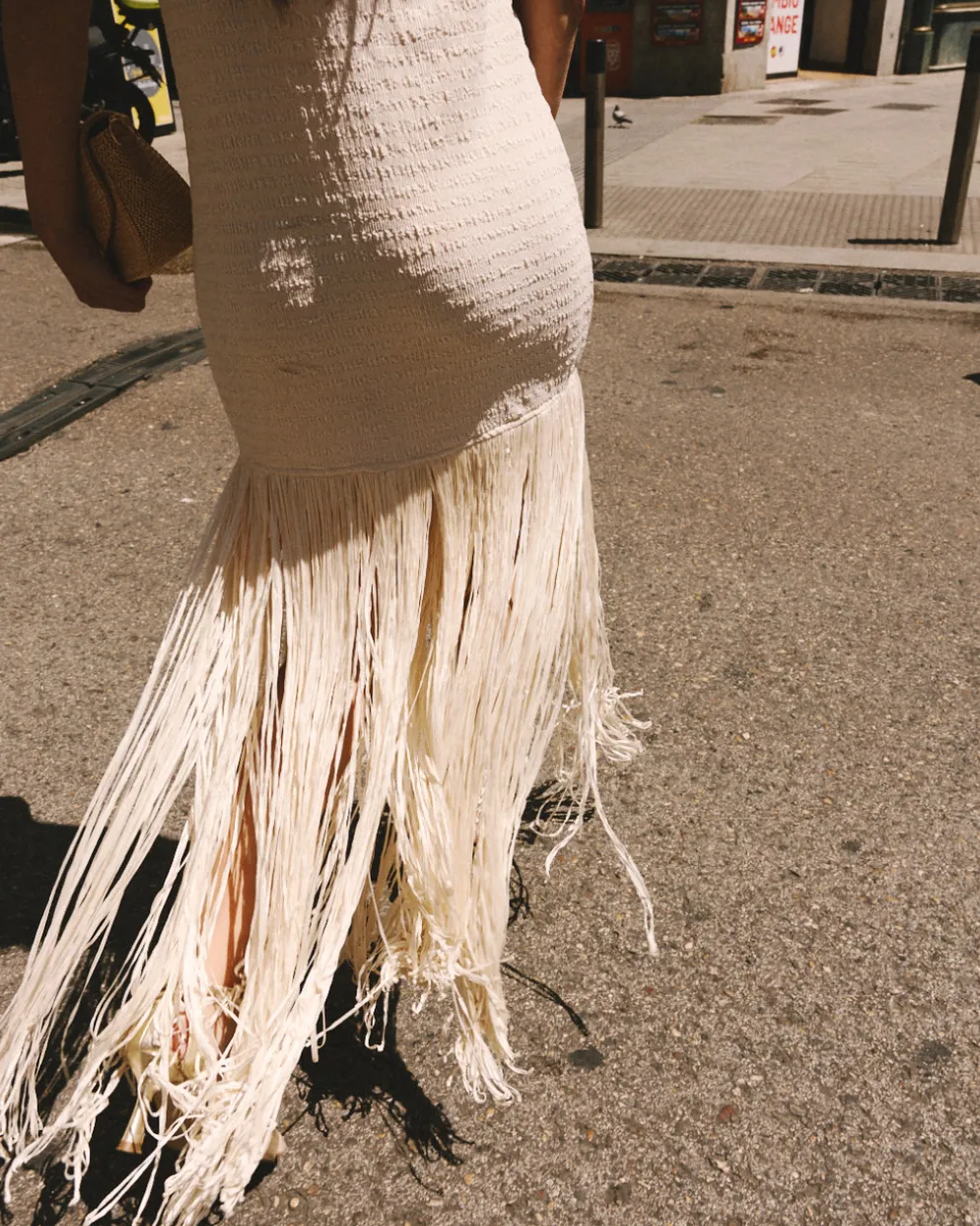 Vestido Largo Flecos Lira