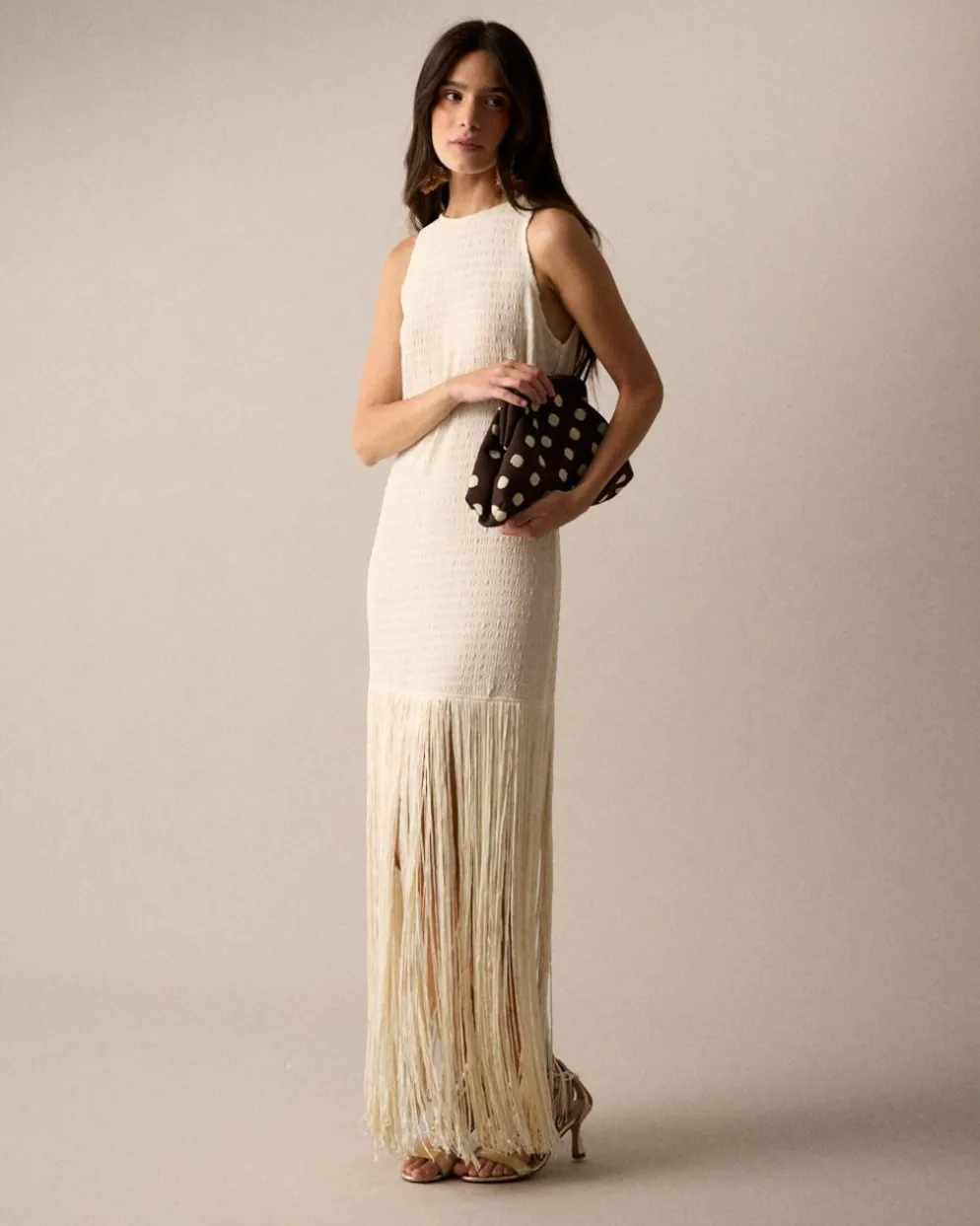 Vestido Largo Flecos Lira
