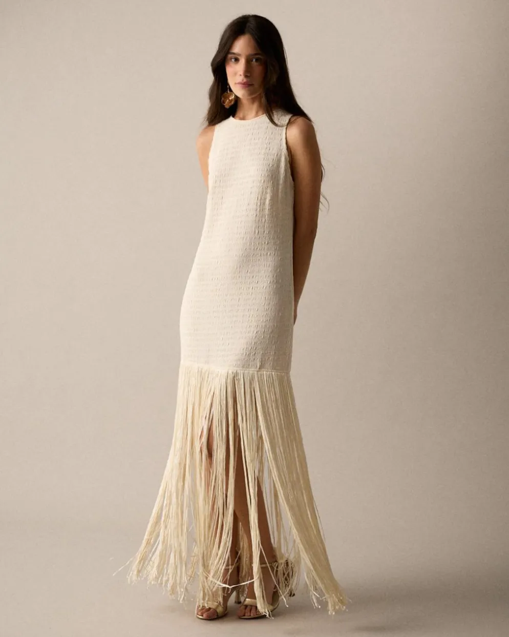 Vestido Largo Flecos Lira